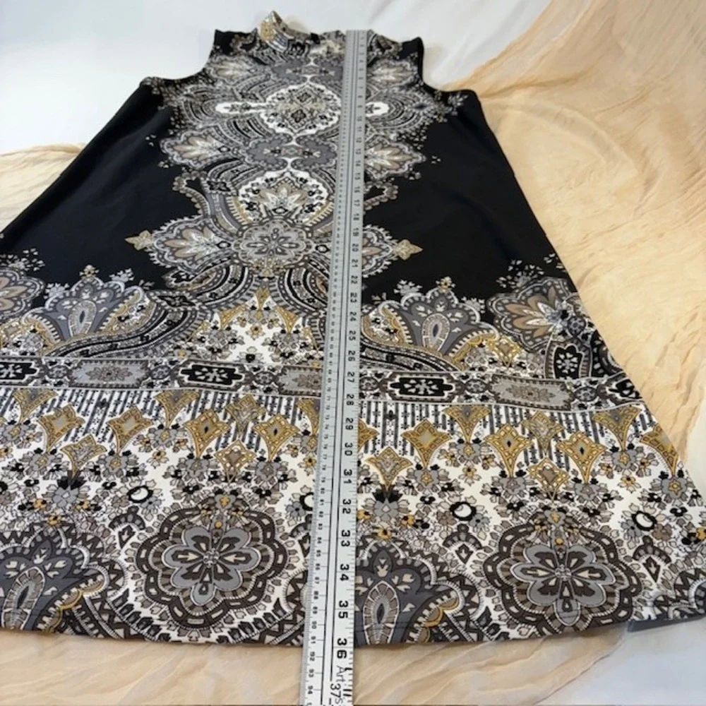 Tiana B. Womens Black/Gray Paisley‎ Print Boho Sheath Dress Size 10